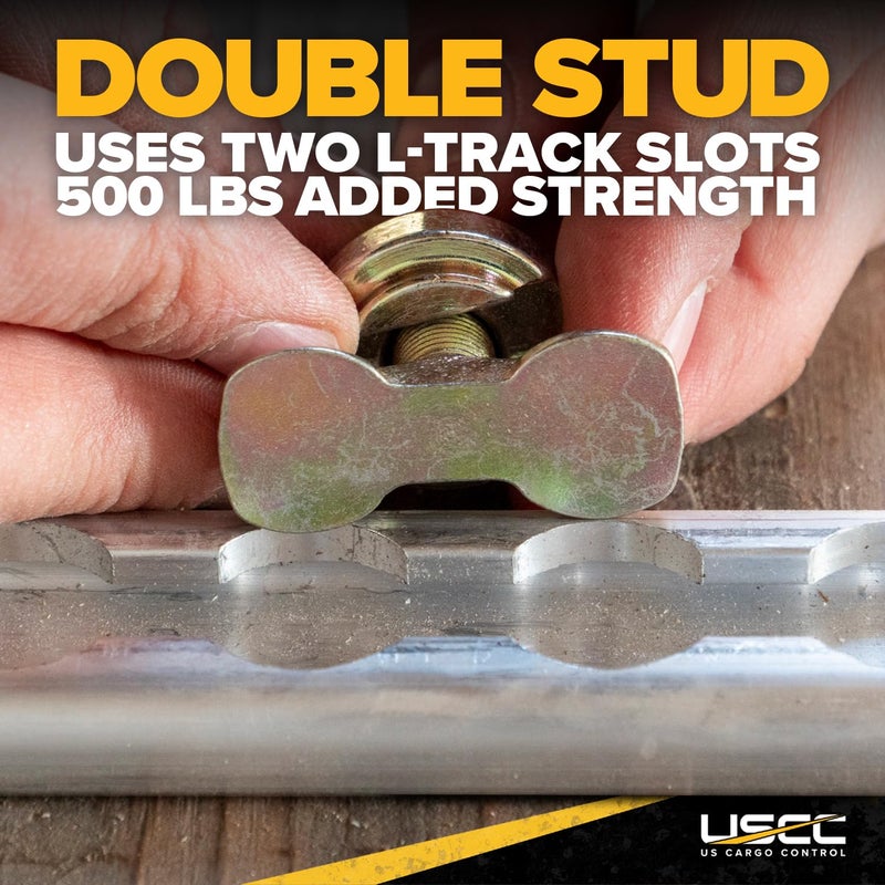 US Cargo Control L Track Threaded Bolt Double Stud Fitting, (10 Pack) 5,500 Pounds Break Strength, Use with L Track Rails in Your Truck Or Trailer to Create Heavy-Duty Bolt Down Anchor Points - Image 4